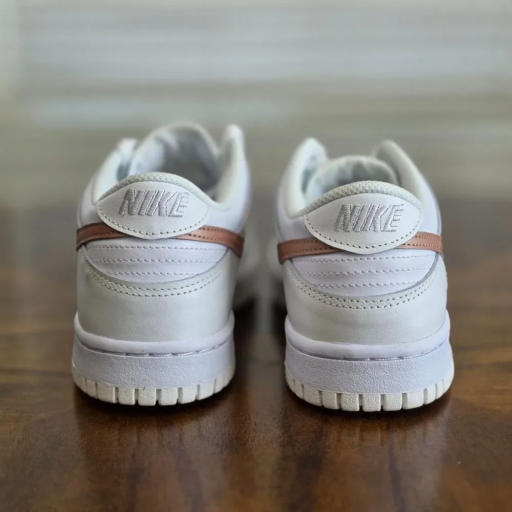 Nike Dunk Low White Pink Metallic Bronze Women's Shoe's Size 8.5 New DH9765-100